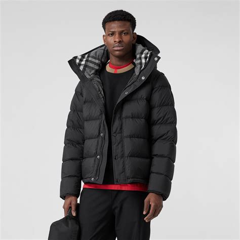 mens puffer jacket burberry|detachable sleeve hooded puffer jacket.